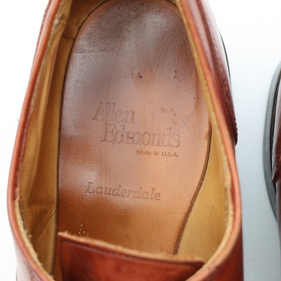 Allen Edmonds Lauderdale Men's 10 D Woven Cap Toe Derby Oxford Dress Shoes USA - Picture 10 of 11